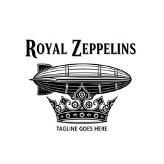 Unique steampunk-inspired zeppelin crown logo suitable for travel agencies, aviation clubs, or transport companies looking for a classic heritage aesthetic. © BlueOrbit