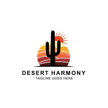 Vibrant cactus and sun logo perfect for desert-themed restaurants, southwestern clothing brands, or summer festival identity.