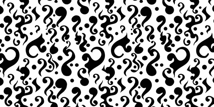 Question Mark Pattern A Repeating Black And White Vector Design