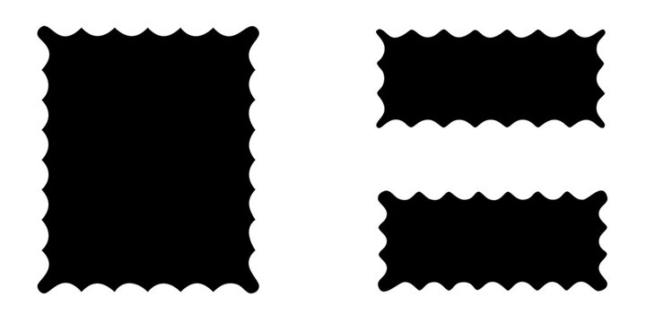 Scalloped rectangle shapes on transparent background black silhouette design
