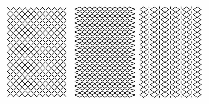 Diamond and zigzag patterns black vector illustration on white background