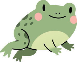 Fototapeta premium Cute Green Frog with Pink Cheeks Vector Character Illustration