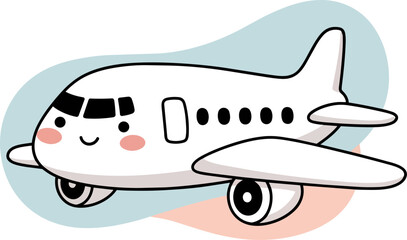 Naklejka premium Cute Cartoon Airplane Illustration with Smiling Face Vector Character