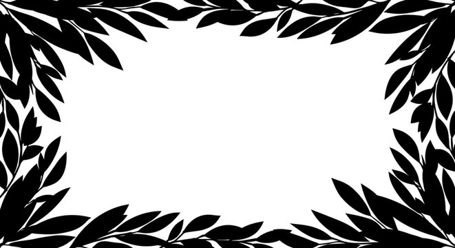 Black Laurel Leaf Border Frame.