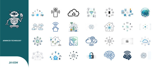 Fototapeta premium Smart Home and Artificial Intelligence Icon Set