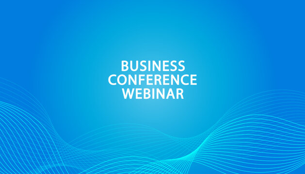 Business conference template for webinar banner background with copy space. Blue corporate template for online seminar meeting, presentation slide, event announcement, and digital marketing header 