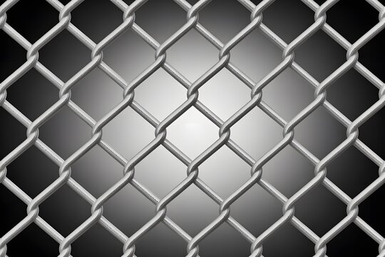 Close up of metal chain link fence texture against dark background with background