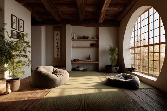 serene minimalist living room with natural light