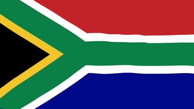 Waving South Africa National Flag 2D animation loop. Flat Color Flag Animation