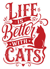 Inspirational Quote with Cat Silhouette and Text © kazi