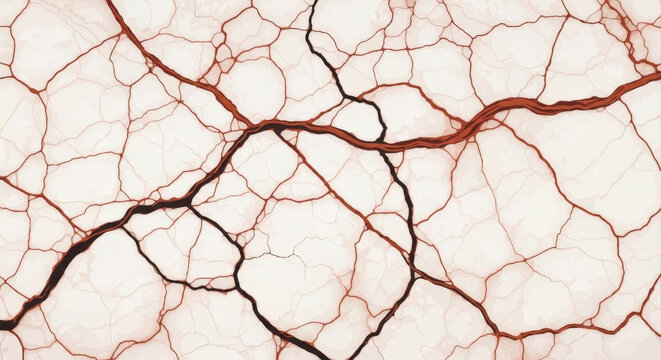 Detailed vascular network pattern with reddish veins on a translucent, cracked surface