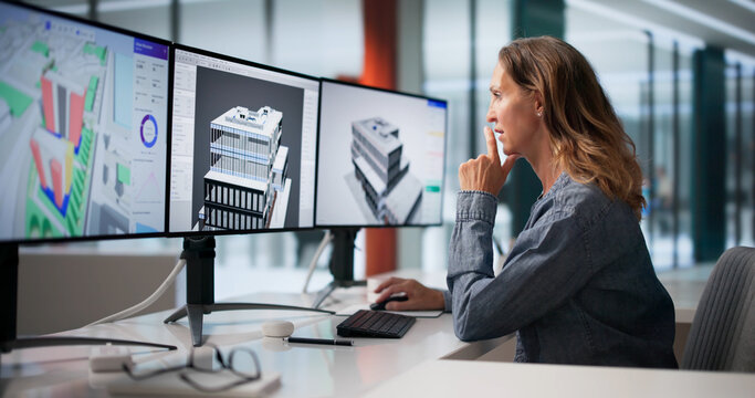 Mature Woman Studies 3D Building Models