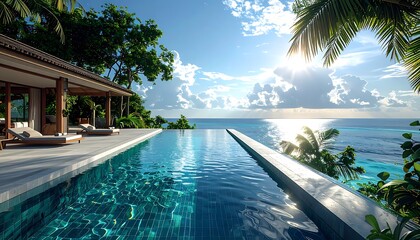 Obraz premium A serene infinity pool overlooking ocean (39)