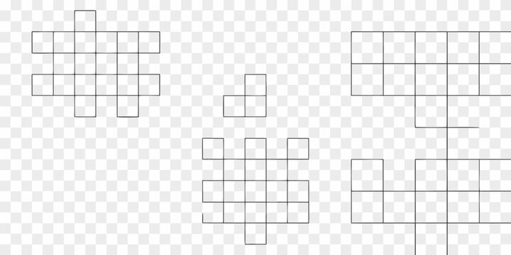 Geometric grid patterns with transparent background black and white design