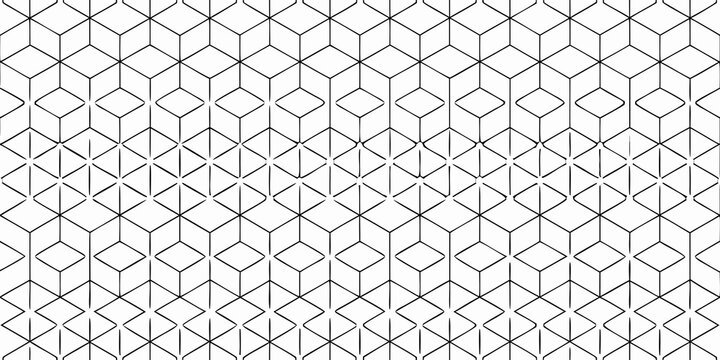 Isometric cube pattern a black and white line art design
