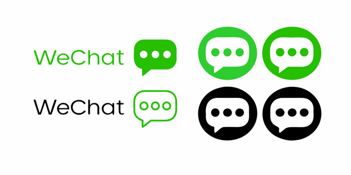 Wechat Logo Variants Displaying Speech Bubbles And Text Flat Icons