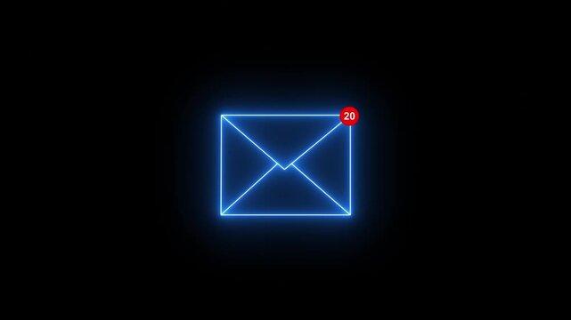 Mail inbox icon animation notification badge alert. Received message symbol for new email and inbox update. Email notification element for digital system interface. Received mail inbox check.