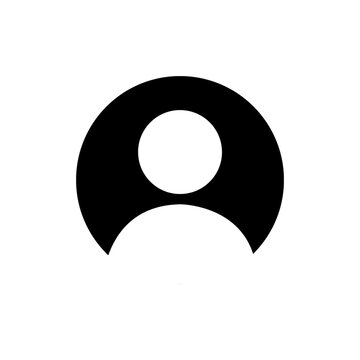 A simple, flat black vector icon depicting a single user profile or account avatar on a clean white background.