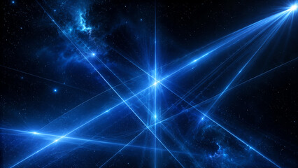 Fototapeta premium A stunning display of blue light beams and cosmic patterns, evoking the mysteries of the universe and the beauty of outer space.