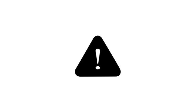 Exclamation with triangle icon animation white background Motion graphic of concept animation 4k video