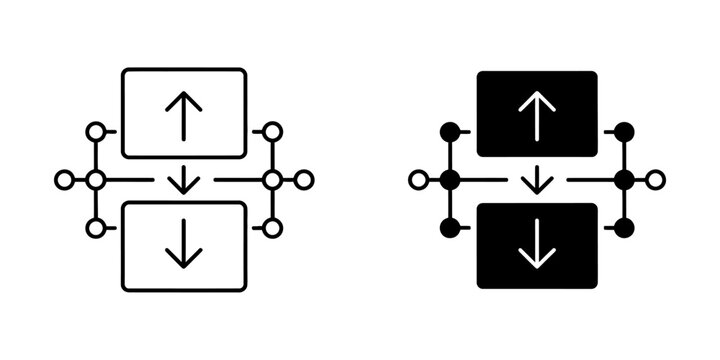 Vertical bidirectional data exchange icon set with exchange transfer vertical