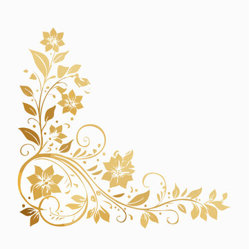 Golden Floral Swirl Corner Design