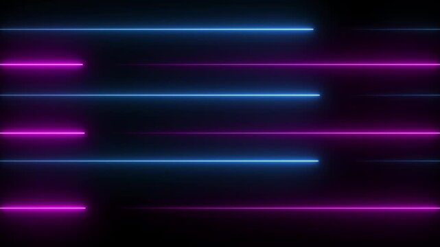 Glowing neon pink and blue color line background icon animation line footage effect seamless line pattern icon party show night club on black background