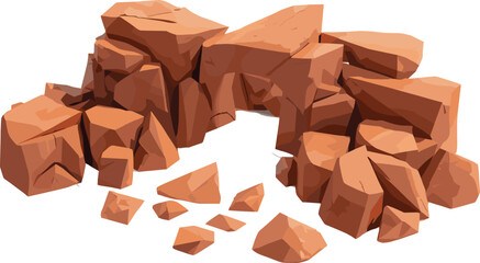 Red Rock Arch Formation Vector Set with Desert Canyon Boulders and Broken Stone Pieces for Gaming Environments Landscape and Graphic Designs © Sohel