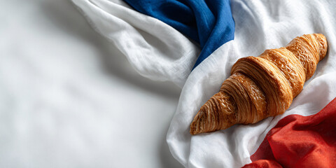 Croissant with French Flag Bastille Day Flatlay