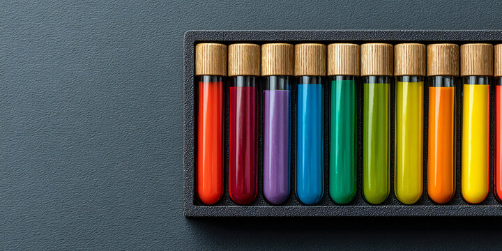 Colorful Pencils and Crayons in Case Box Top-Down