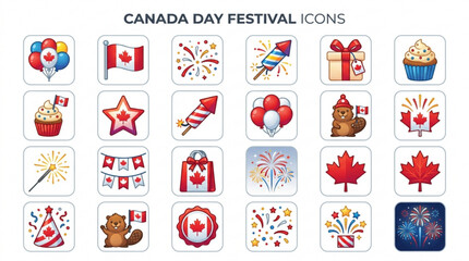 Obraz premium Canada Day festival icons and symbols