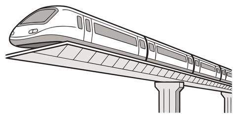 Monorail train elevated on supports vector illustration public transport future transport sky train rapid transit monorail elevated transportation mobility technology locomotive structure © Mamun