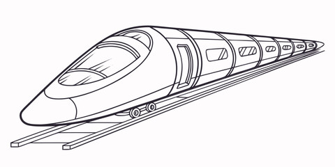 High-speed train on a railroad track outline drawing public transport line art transportation locomotive illustration industry connection movement terminal carriage mechanism transport © Mamun