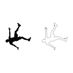 Fototapeta premium Falling Man Silhouette and Dotted Outline.
