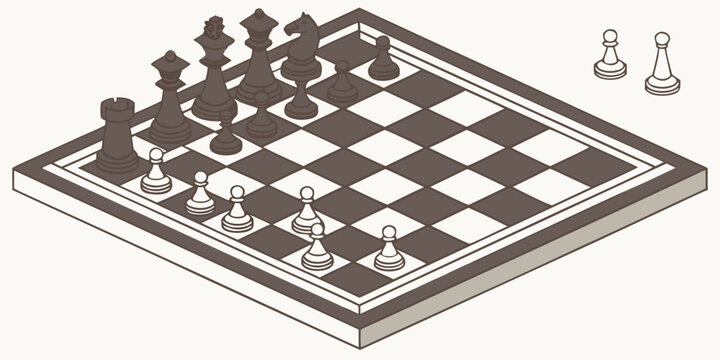 Full chess game setup on a chessboard with extra pawns on the side board game full set indoor game mind game leisure activity challenge game tabletop game white background game piece
