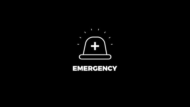 Animated medical emergency siren icon with text on black background