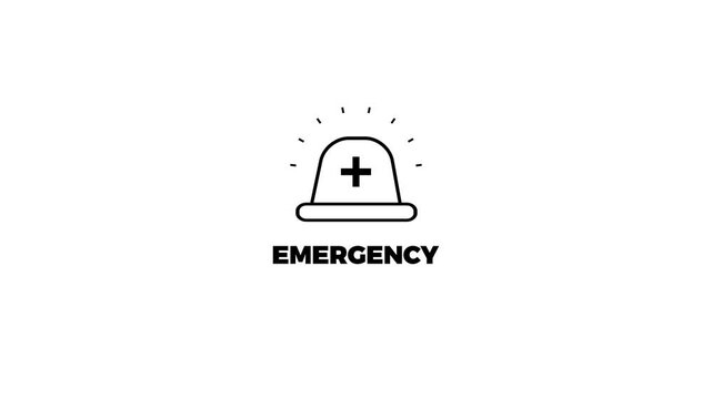 Animated medical emergency siren icon with text on withe background