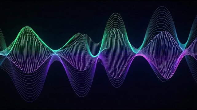 Vibrant multicolored waveform graphic design element.