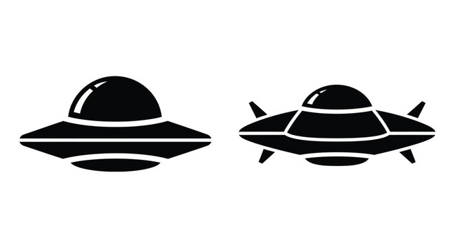 Two UFO Flying Saucer Icons alien extraterrestrial