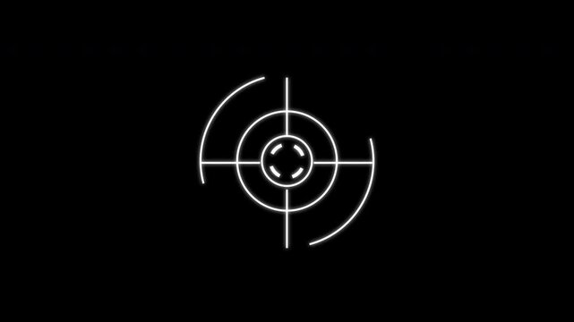 appearance of Target circle HUD 2D animation  4K IN BLACK BACKGROUND 