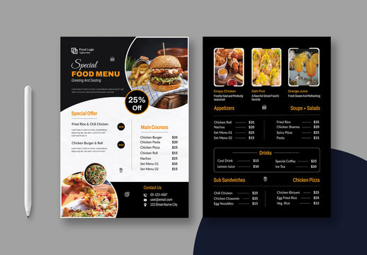 Food Menu Card Template Layout