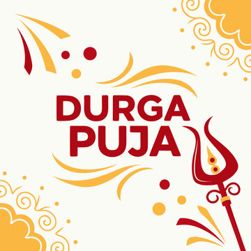 Durga Puja festival celebration vector graphic, Durga Puja typography design, Indian festival Durga Puja illustration