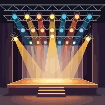 A cartoon stage with lights shining down