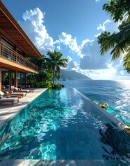 Obraz premium A serene infinity pool overlooking ocean (40)