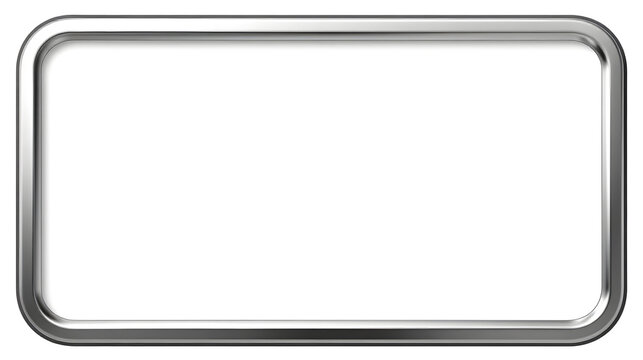 Silver metal frame with rounded corners isolated on transparent background transparent background