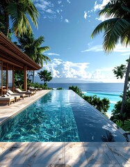 Obraz premium A serene infinity pool overlooking the ocean (108)