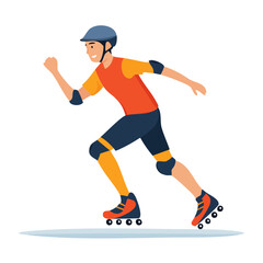 Obraz premium Man rollerblading with helmet and protective gear