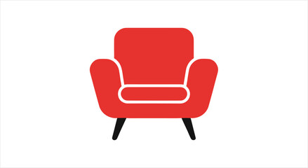 Fototapeta premium Modern Red Armchair with White Piping Detail.