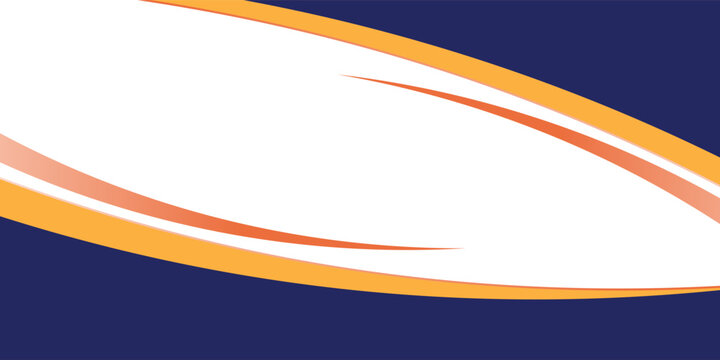 Abstract navy blue and orange wave geometric background with layered wavy shapes. 