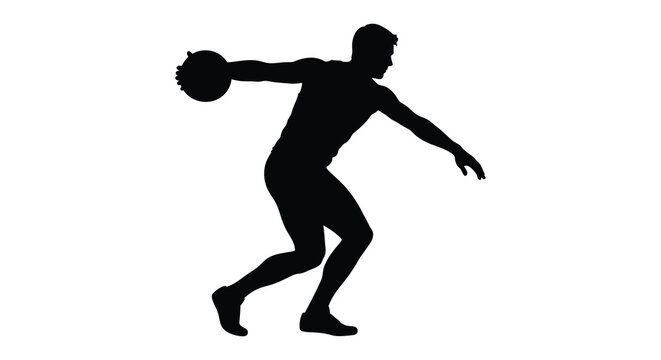 discus thrower silhouette against white background high quality